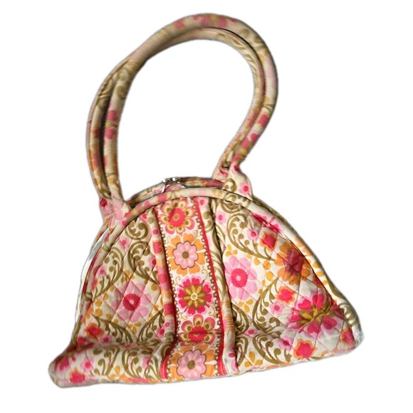 Vera Bradley Eloise Clamshell Purse Floral Boho Shoulder Quilted Kiss Lock Vtg - Picture 1 of 10